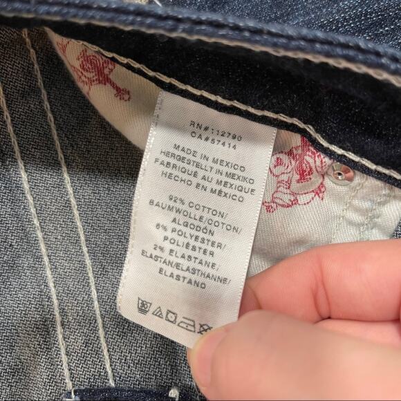 True Religion Slim Straight Jeans SZ 27 bling pocket dark wash - Picture 7 of 8